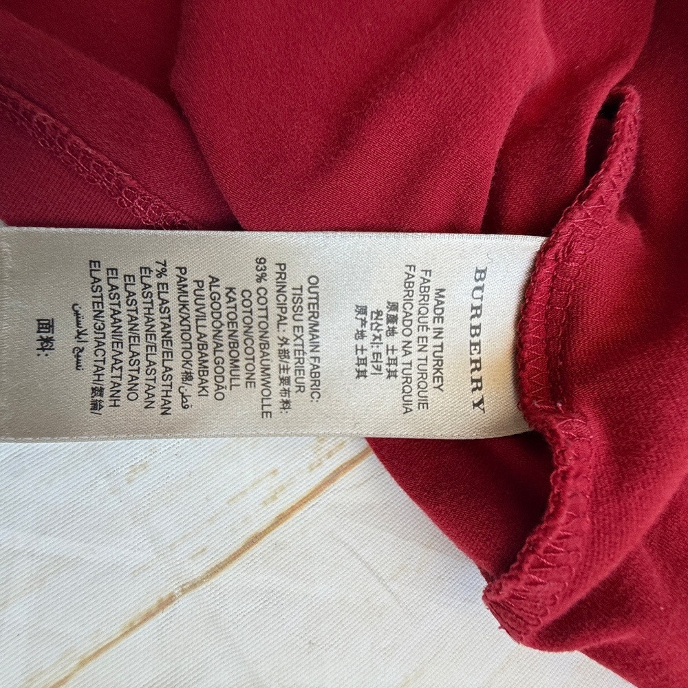 Burberry Red Top with Plaid Cuffs - Picture 9 of 11